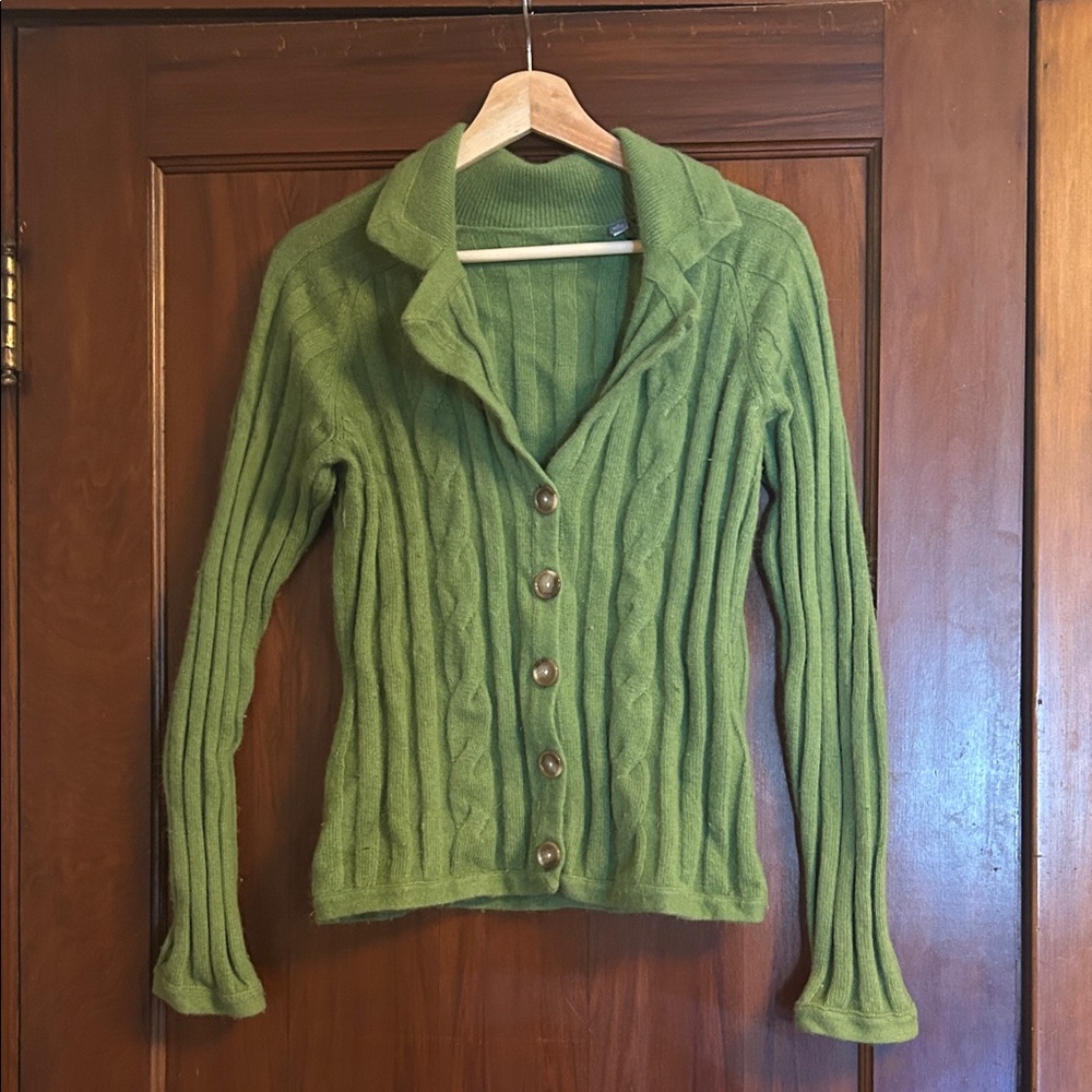 Ann Taylor Green Cable Knit Women's Sweater